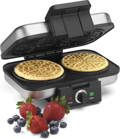 Cuisinart Pizzelle Press, WM-PZ10, Bakes Two 4-Inch Italian Waffle Cookies, 5 Browning Settings, Nonstick Plates, Stainless Steel, Silver in Saudi Arabia