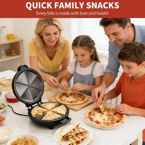 Electric Quesadilla Maker, 9.5'' Quesadilla Press with Easy Slice 6 Wedge, Non Stick Surface, Locking Latch For Extra Stuffing, Grilled Cheese Corn Flour Tortilla Snacks in Kuwait