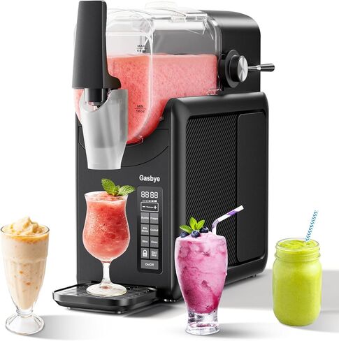 Slushie Machine No Ice Needed, 88-OZ Large Capacity, Rapid Cool, LED Display, Frozen Drink Maker Perfect for Slush, Milkshakes, Frappes and More, Dark Black in Saudi Arabia