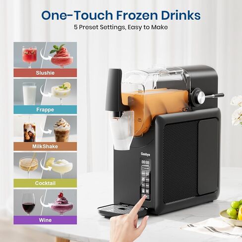 Slushie Machine No Ice Needed, 88-OZ Large Capacity, Rapid Cool, LED Display, Frozen Drink Maker Perfect for Slush, Milkshakes, Frappes and More, Dark Black in Saudi Arabia