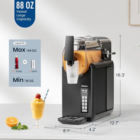Slushie Machine No Ice Needed, 88-OZ Large Capacity, Rapid Cool, LED Display, Frozen Drink Maker Perfect for Slush, Milkshakes, Frappes and More, Dark Black in Saudi Arabia
