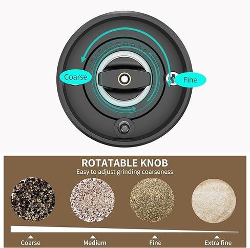 Electric Salt and Pepper Grinder Battery Powered Automatic Pepper Mill Grinder, Adjustable Coarseness shakers, One-Hand Operation for Kitchen in Saudi Arabia