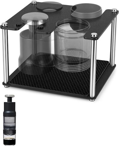 رف تخزين وتجفيف مصمم لجهاز OXO Brew Rapid Brewer - منظم أجزاء ماكينة تحضير القهوة يدويًا، حامل ABS بطبقتين مع حصيرة تنقيط من السيليكون قابلة للإزالة، حامل محطة قهوة على سطح الطاولة غير قابل للانزلاق in Kuwait