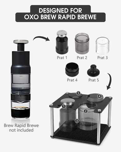 رف تخزين وتجفيف مصمم لجهاز OXO Brew Rapid Brewer - منظم أجزاء ماكينة تحضير القهوة يدويًا، حامل ABS بطبقتين مع حصيرة تنقيط من السيليكون قابلة للإزالة، حامل محطة قهوة على سطح الطاولة غير قابل للانزلاق in Kuwait