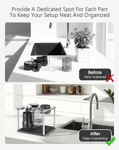 رف تخزين وتجفيف مصمم لجهاز OXO Brew Rapid Brewer - منظم أجزاء ماكينة تحضير القهوة يدويًا، حامل ABS بطبقتين مع حصيرة تنقيط من السيليكون قابلة للإزالة، حامل محطة قهوة على سطح الطاولة غير قابل للانزلاق in Kuwait