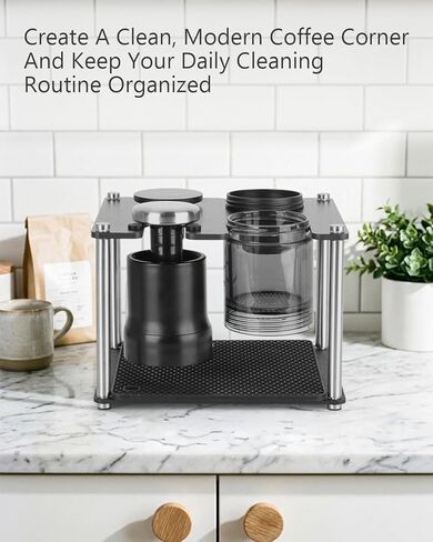 رف تخزين وتجفيف مصمم لجهاز OXO Brew Rapid Brewer - منظم أجزاء ماكينة تحضير القهوة يدويًا، حامل ABS بطبقتين مع حصيرة تنقيط من السيليكون قابلة للإزالة، حامل محطة قهوة على سطح الطاولة غير قابل للانزلاق in Kuwait