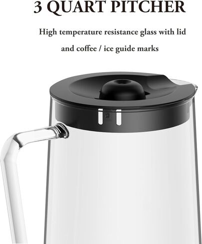 Ice Tea Maker with 2.5QT Cold Brew Coffee & Iced Tea Pitcher, Strength Selector, Reusable Filter for Lemonade, Fruit Infused Water (Black) in Saudi Arabia