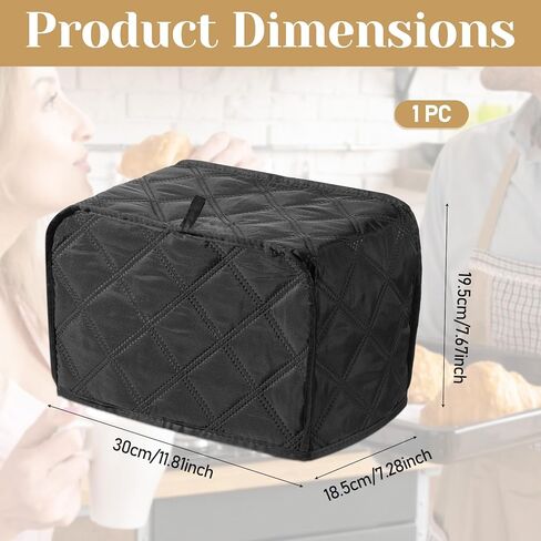 Toaster Cover 2 Slice, Quilted Polyester Toaster Cover For Bread Maker, Universal Size 11.8"x7.3"x7.7" (30x18.5x19.5cm), Black Dust And Fingerprint Protector, 1 Pc in Saudi Arabia