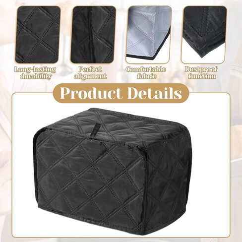 Toaster Cover 2 Slice, Quilted Polyester Toaster Cover For Bread Maker, Universal Size 11.8"x7.3"x7.7" (30x18.5x19.5cm), Black Dust And Fingerprint Protector, 1 Pc in Saudi Arabia