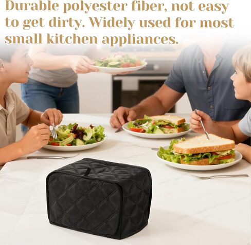 Toaster Cover 2 Slice, Quilted Polyester Toaster Cover For Bread Maker, Universal Size 11.8"x7.3"x7.7" (30x18.5x19.5cm), Black Dust And Fingerprint Protector, 1 Pc in Saudi Arabia