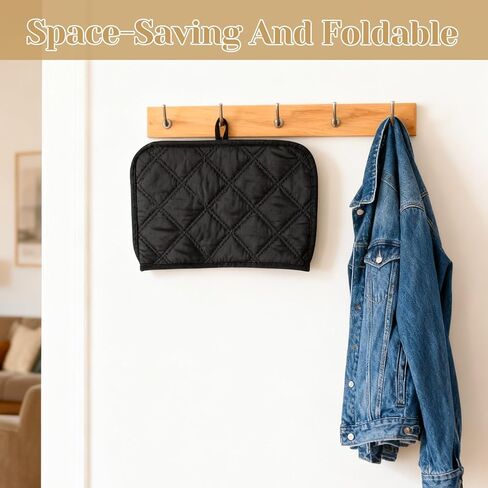 Toaster Cover 2 Slice, Quilted Polyester Toaster Cover For Bread Maker, Universal Size 11.8"x7.3"x7.7" (30x18.5x19.5cm), Black Dust And Fingerprint Protector, 1 Pc in Saudi Arabia