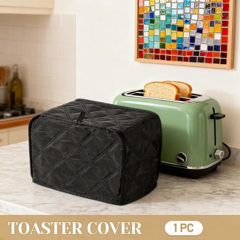 Toaster Cover 2 Slice, Quilted Polyester Toaster Cover For Bread Maker, Universal Size 11.8"x7.3"x7.7" (30x18.5x19.5cm), Black Dust And Fingerprint Protector, 1 Pc in Saudi Arabia