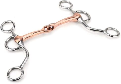 Pssopp النحاس الأحمر الفم الفولاذ المقاوم للصدأ جميع الأغراض لقمة الحصان، سهلة على الفم، رافعة مالية منخفضة إلى متوسطة، تعزز الضوء والمساعدات الاتجاهية، الأسطوانة النحاسية لركوب الخيل in Kuwait
