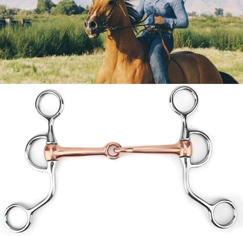 Pssopp النحاس الأحمر الفم الفولاذ المقاوم للصدأ جميع الأغراض لقمة الحصان، سهلة على الفم، رافعة مالية منخفضة إلى متوسطة، تعزز الضوء والمساعدات الاتجاهية، الأسطوانة النحاسية لركوب الخيل in Kuwait