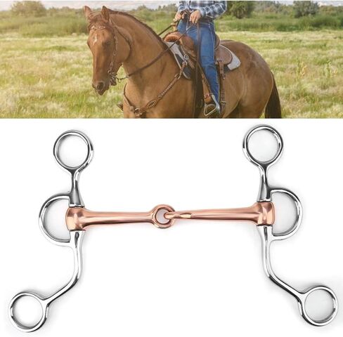 Pssopp النحاس الأحمر الفم الفولاذ المقاوم للصدأ جميع الأغراض لقمة الحصان، سهلة على الفم، رافعة مالية منخفضة إلى متوسطة، تعزز الضوء والمساعدات الاتجاهية، الأسطوانة النحاسية لركوب الخيل in Kuwait