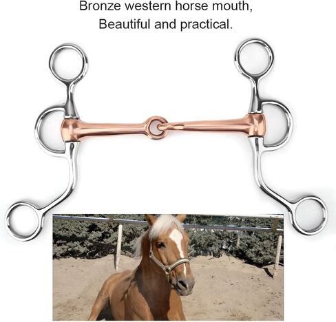 Pssopp النحاس الأحمر الفم الفولاذ المقاوم للصدأ جميع الأغراض لقمة الحصان، سهلة على الفم، رافعة مالية منخفضة إلى متوسطة، تعزز الضوء والمساعدات الاتجاهية، الأسطوانة النحاسية لركوب الخيل in Kuwait