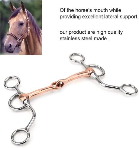 Pssopp النحاس الأحمر الفم الفولاذ المقاوم للصدأ جميع الأغراض لقمة الحصان، سهلة على الفم، رافعة مالية منخفضة إلى متوسطة، تعزز الضوء والمساعدات الاتجاهية، الأسطوانة النحاسية لركوب الخيل in Kuwait
