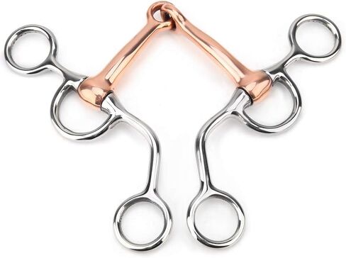 Pssopp النحاس الأحمر الفم الفولاذ المقاوم للصدأ جميع الأغراض لقمة الحصان، سهلة على الفم، رافعة مالية منخفضة إلى متوسطة، تعزز الضوء والمساعدات الاتجاهية، الأسطوانة النحاسية لركوب الخيل in Kuwait