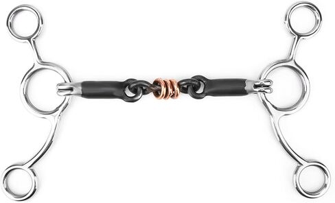 Horse Chewing, Stainless Steel Gag Bit with Black Steel Mouthpiece in Saudi Arabia