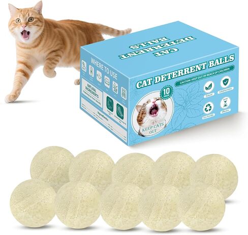10Pack Cat Repellent Outdoor & Indoor: Natural Cat Deterrent Essential Oils Ball-Natural Extract Essential Oil, Anti Cat Scratch for Furniture, Keep Cats Off Yard Garden Lawn Plants Trash Can (10Pack) in Kuwait