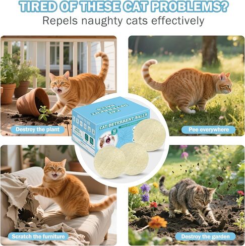 10Pack Cat Repellent Outdoor & Indoor: Natural Cat Deterrent Essential Oils Ball-Natural Extract Essential Oil, Anti Cat Scratch for Furniture, Keep Cats Off Yard Garden Lawn Plants Trash Can (10Pack) in Kuwait