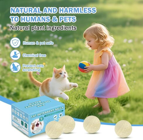 10Pack Cat Repellent Outdoor & Indoor: Natural Cat Deterrent Essential Oils Ball-Natural Extract Essential Oil, Anti Cat Scratch for Furniture, Keep Cats Off Yard Garden Lawn Plants Trash Can (10Pack) in Kuwait