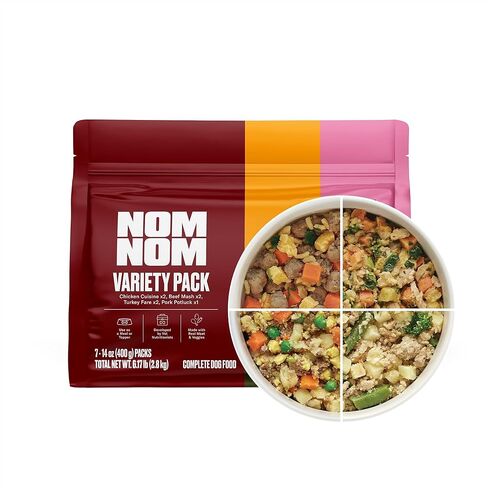 Nom Nom Freshly-Made Frozen Variety Pack Dog Food – Vet-Formulated Fresh Meals with Real Beef, Chicken, Turkey & Pork – Gently Cooked, Complete & Balanced Nutrition – 14oz Pouches, Pack of 7 in Kuwait
