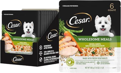 Cesar Wholesome Meals Chicken, Carrots, Barley & Green Beans Wet Dog Food, 17.6 oz. Pouch (6 Count) in Saudi Arabia