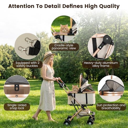 عربة كلب للكلاب والقطط الصغيرة والمتوسطة، عربة أطفال قابلة للطي تحمل ما يصل إلى 44 رطلاً، عربة كلب مع سلة تخزين وحاملات أكواب، بالإضافة إلى حامل حيوانات أليفة محمول قابل للإزالة in Kuwait