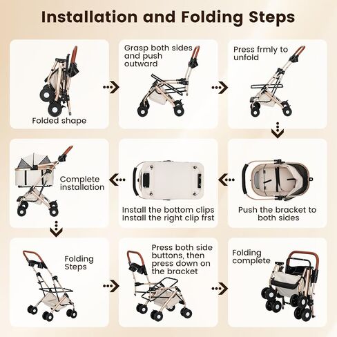 عربة كلب للكلاب والقطط الصغيرة والمتوسطة، عربة أطفال قابلة للطي تحمل ما يصل إلى 44 رطلاً، عربة كلب مع سلة تخزين وحاملات أكواب، بالإضافة إلى حامل حيوانات أليفة محمول قابل للإزالة in Kuwait