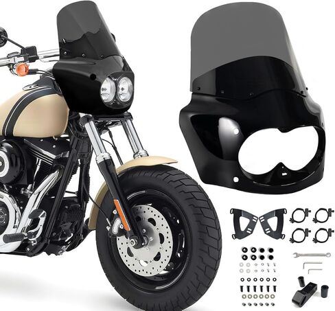 Motorcycle Fairing with 13" Smoke Motorcycle Windshield for Harley Dyna Fat Bob FXDF 2008-2017 in Kuwait