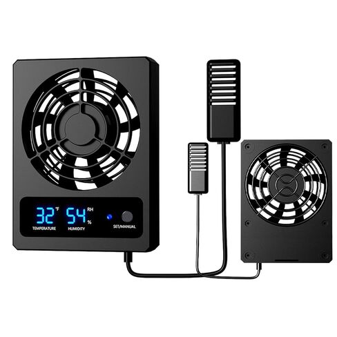 مروحة تهوية الزواحف مع حساس الرطوبة - نظام تبريد ذكي | مروحة تهوية شاشة LED، التحكم في درجة الحرارة والرطوبة، رياح قوية منخفضة الضوضاء، دوران هواء خزان الأفعى البرمائية in Saudi Arabia