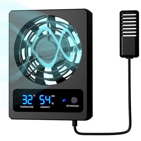 مروحة تهوية الزواحف مع حساس الرطوبة - نظام تبريد ذكي | مروحة تهوية شاشة LED، التحكم في درجة الحرارة والرطوبة، رياح قوية منخفضة الضوضاء، دوران هواء خزان الأفعى البرمائية in Saudi Arabia