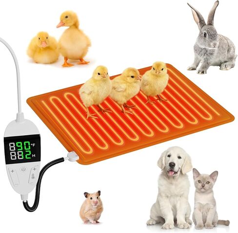وسادات تسخين الحيوانات الأليفة للقطط، وسادات تسخين الحيوانات الصغيرة، وسادة تسخين الدجاج مع منظم حرارة رقمي ومؤقت، 11.7 × 15.7 بوصة، سلك مضاد للعض/المضغ، حصيرة مقاومة للماء للزواحف والأرانب in Kuwait