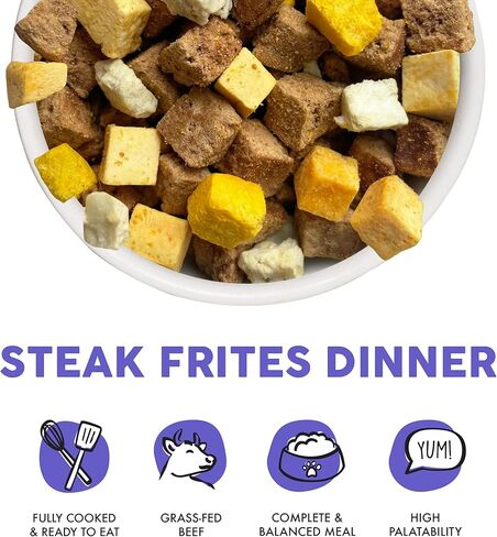 Weruva Dog Freeze Dried, Steak Frites Dinner with Sirloin Tip, Egg, Pumpkin & Sweet Potato, 13oz Bag in Kuwait