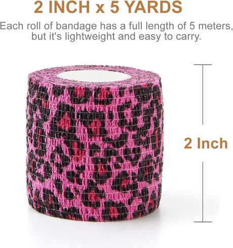 MUEUSS Pet First Aid Tape Waterproof Self Adherent Cohesive Bandage for Dogs Cats Horses Breathable Non-Woven Elastic Self Adhesive Sports Tapes (Leopard print) in Kuwait