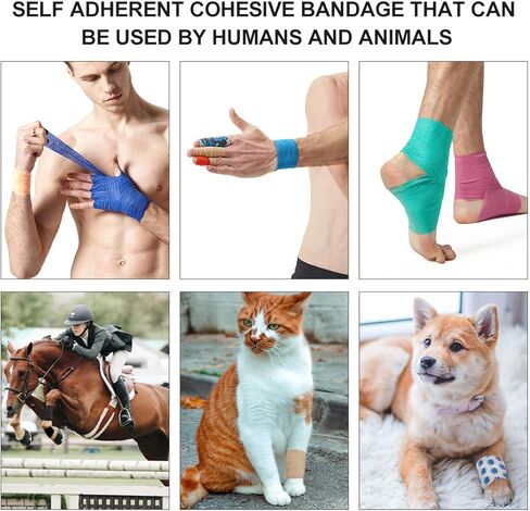 MUEUSS Pet First Aid Tape Waterproof Self Adherent Cohesive Bandage for Dogs Cats Horses Breathable Non-Woven Elastic Self Adhesive Sports Tapes (Leopard print) in Kuwait