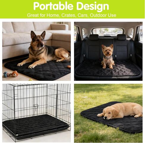 وسادة قفص للكلاب مقاومة للمضغ، سرير كلب غير قابل للتدمير مع قماش مقاوم للتمزق من الدرجة العسكرية، حصيرة بيت الكلب قابلة للعكس مقاومة للماء، سرير الحيوانات الأليفة المحمول للسفر ومقعد السيارة، يمكن غسله في الغسالة (23 × 17 بوصة) in Kuwait