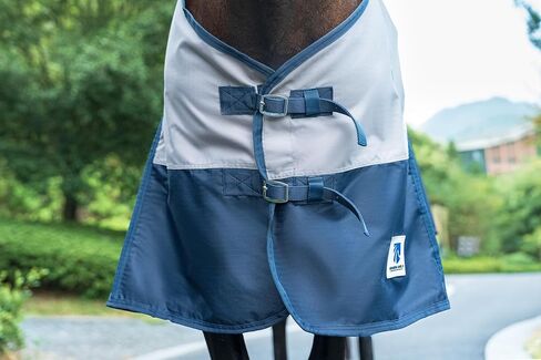 Horse Turnout Rain Sheet | 600 Denier Ripstop Turnout Blanket No Fill (0g) | Waterproof Lightweight Breathable | Tear-Resistant Outer & Rub-Free Silky Inner | Grey/Navy - 78 in in Saudi Arabia