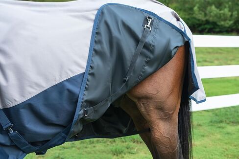 Horse Turnout Rain Sheet | 600 Denier Ripstop Turnout Blanket No Fill (0g) | Waterproof Lightweight Breathable | Tear-Resistant Outer & Rub-Free Silky Inner | Grey/Navy - 78 in in Saudi Arabia