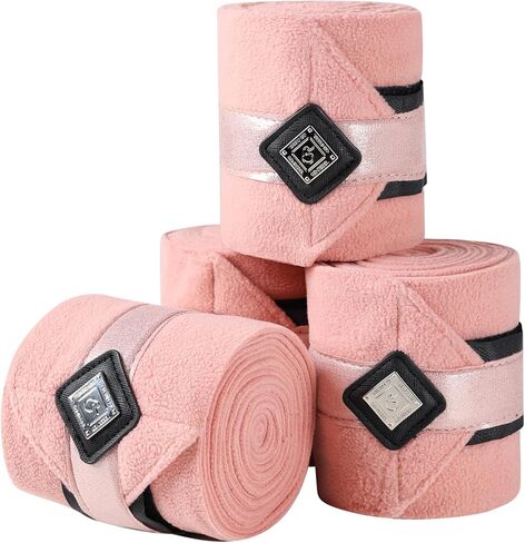 Horse Polo Wraps Upgrade with Bling Leg Wraps for Horses 4-Pack Fleece Leg Wraps Stable Supplies-Salmon Rose M in Saudi Arabia