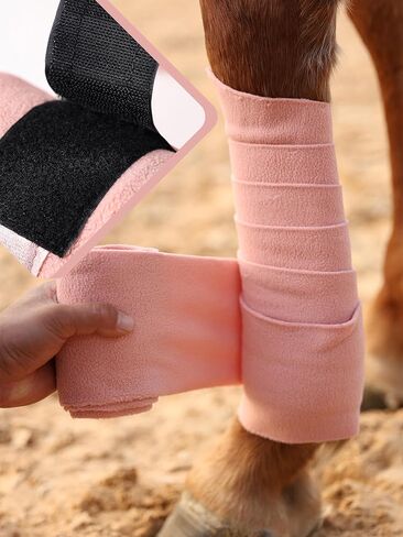 Horse Polo Wraps Upgrade with Bling Leg Wraps for Horses 4-Pack Fleece Leg Wraps Stable Supplies-Salmon Rose M in Saudi Arabia
