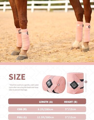 Horse Polo Wraps Upgrade with Bling Leg Wraps for Horses 4-Pack Fleece Leg Wraps Stable Supplies-Salmon Rose M in Saudi Arabia