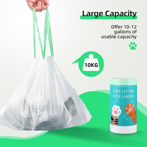 45 Count Waste Drawer Liners Bags Compatible with Litter Box Robot 4 and 3, Thick Self-cleaning Cat Litter Box Liners refill with Drawstring Heavy Duty 10-12 Gallons of Capacity in Saudi Arabia