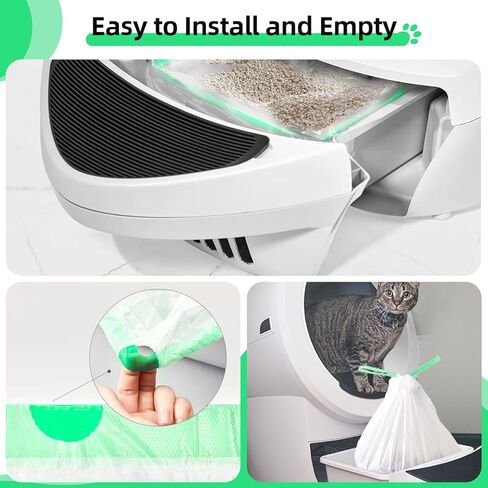 45 Count Waste Drawer Liners Bags Compatible with Litter Box Robot 4 and 3, Thick Self-cleaning Cat Litter Box Liners refill with Drawstring Heavy Duty 10-12 Gallons of Capacity in Saudi Arabia