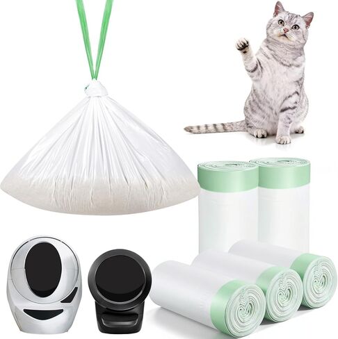 45 Count Waste Drawer Liners Bags Compatible with Litter Box Robot 4 and 3, Thick Self-cleaning Cat Litter Box Liners refill with Drawstring Heavy Duty 10-12 Gallons of Capacity in Saudi Arabia