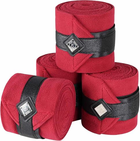 Horse Polo Wraps Upgrade with Bling Leg Wraps for Horses 4-Pack Fleece Leg Wraps Stable Supplies-Salmon Rose M in Saudi Arabia