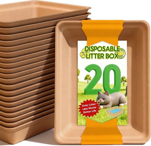 30 عبوة من صناديق فضلات القطط للاستعمال مرة واحدة: مقالي مانعة للتسرب للحيوانات الأليفة كيتي فوستر للتحكم في الرائحة، صواني مستدامة 20/30/60 in Kuwait
