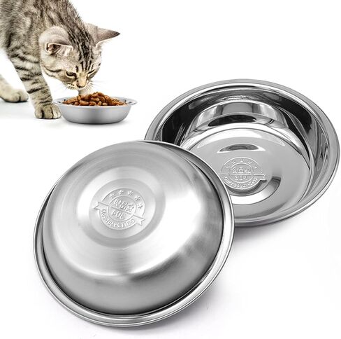 Stainless Steel Cat Bowl-Shallow Wide Flat Cats Food Bowls,Metal Kitten Dishes Whisker Friendly Fatigue Relief,Replacement Basic Kitty Plates for Elevated Stand,Dishwasher Safe（Set of 5） in Kuwait