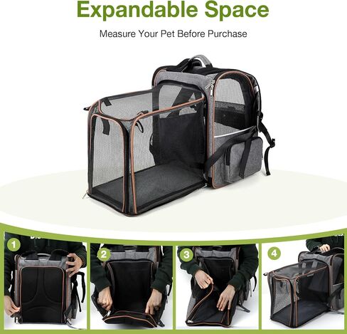 Lekebobor Cat Carrier Backpack, Expandable Pet Carrier with Sun Shade & Full Front Opening, Breathable Mesh Backpack for Small Dogs & Medium Cats Up to 18 Lbs, Foldable for Hiking, Camping (Grey) in Kuwait